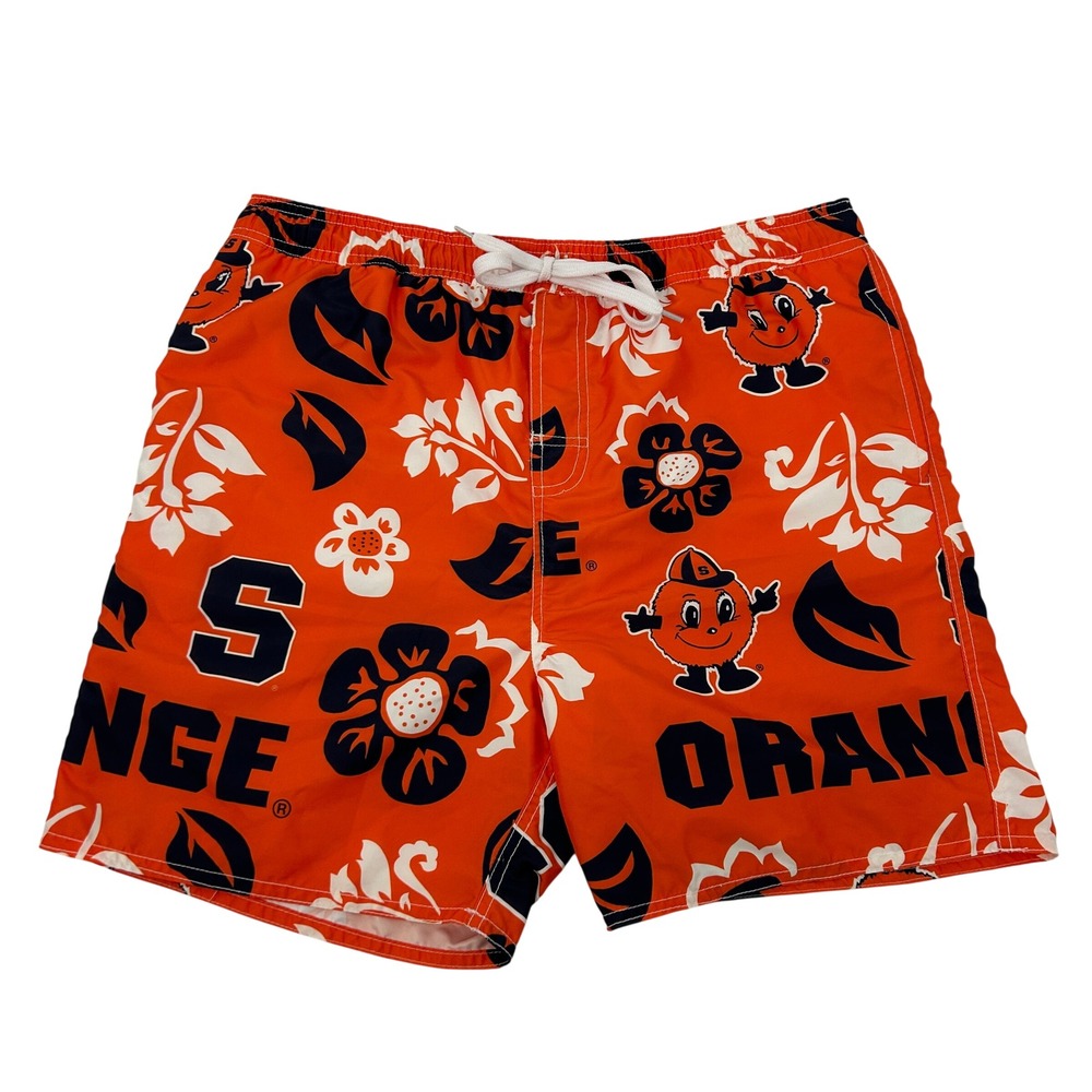 Syracuse Orange Wes and Willy Swim Trunks Mens XL Orange Otto Mascot Floral